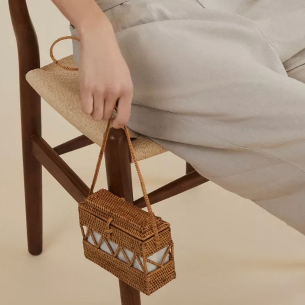 Mini Straw Structured Crossbody Bag